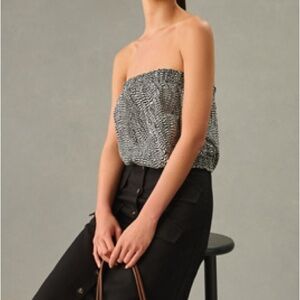 VEUC BY ANTHROPOLOGIE STRAPLESS SMOCKED BUBBLE TOP